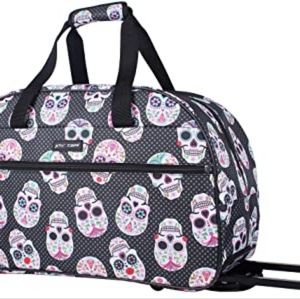 BETSEY JOHNSON SKULL ROLLING CARRY-ON DUFFEL BAG